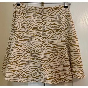 Hyfve Mini‎ Skirt Gold Tan Cream Zebra Print High Waist Casual Party